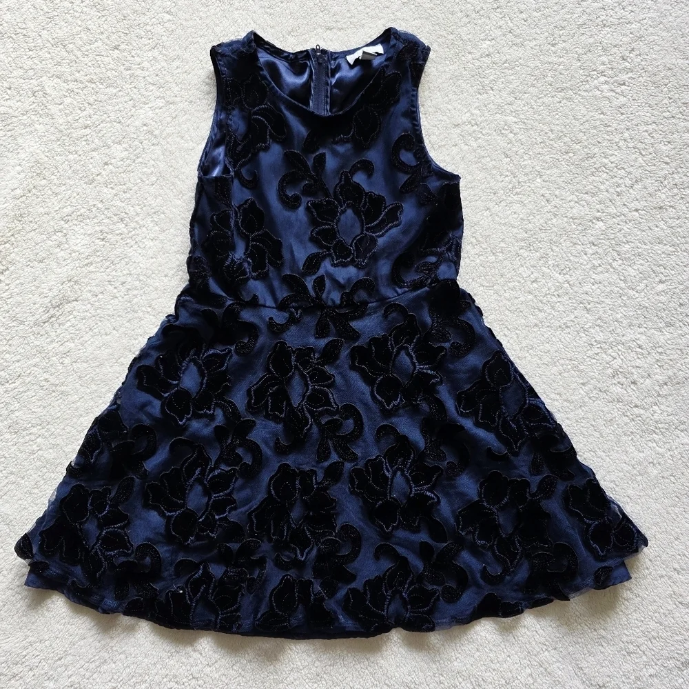 Children's Place Navy Blue Floral Overlay Sleeveless Dress Girl's/ Kid's Size 10